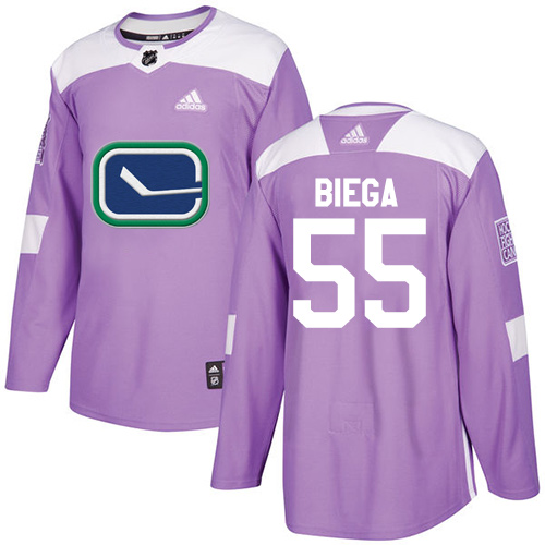 Men's Adidas Vancouver Canucks #55 Alex Biega Authentic Purple Fights Cancer Practice NHL Jersey