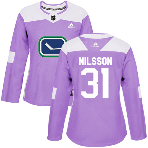 Women's Adidas Vancouver Canucks #31 Anders Nilsson Authentic Purple Fights Cancer Practice NHL Jersey