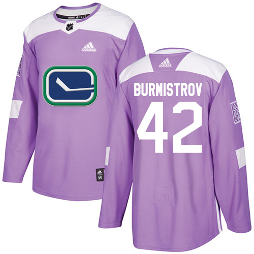 Men's Adidas Vancouver Canucks #42 Alex Burmistrov Authentic Purple Fights Cancer Practice NHL Jersey