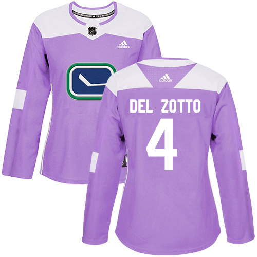 Women's Adidas Vancouver Canucks #4 Michael Del Zotto Authentic Purple Fights Cancer Practice NHL Jersey