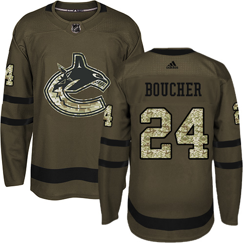Men's Adidas Vancouver Canucks #24 Reid Boucher Authentic Green Salute to Service NHL Jersey