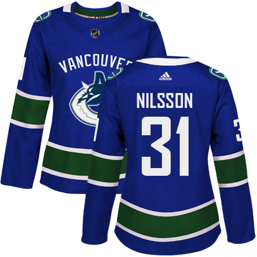 Women's Adidas Vancouver Canucks #31 Anders Nilsson Authentic Blue Home NHL Jersey