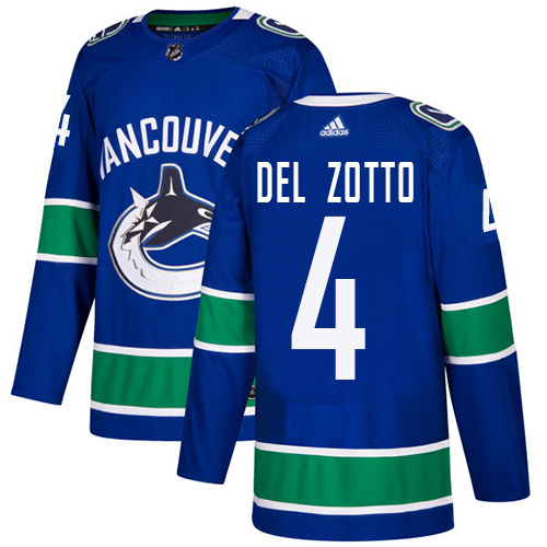 Men's Adidas Vancouver Canucks #4 Michael Del Zotto Authentic Blue Home NHL Jersey
