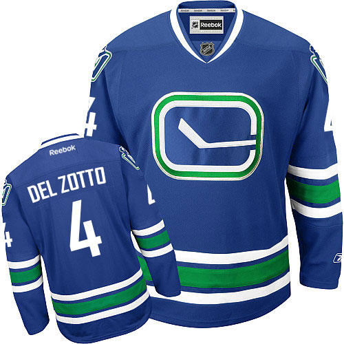 Men's Reebok Vancouver Canucks #4 Michael Del Zotto Authentic Royal Blue Third NHL Jersey