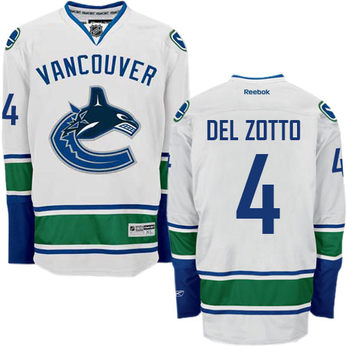 Youth Reebok Vancouver Canucks #4 Michael Del Zotto Authentic White Away NHL Jersey