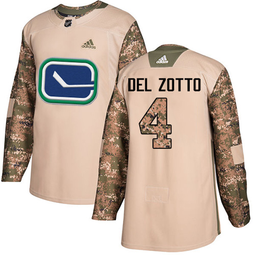 Youth Adidas Vancouver Canucks #4 Michael Del Zotto Authentic Camo Veterans Day Practice NHL Jersey