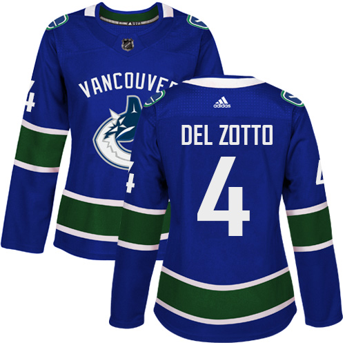 Women's Adidas Vancouver Canucks #4 Michael Del Zotto Authentic Blue Home NHL Jersey
