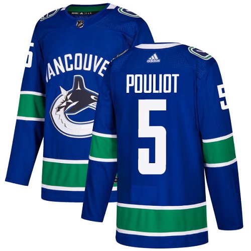 Men's Adidas Vancouver Canucks #5 Derrick Pouliot Premier Blue Home NHL Jersey