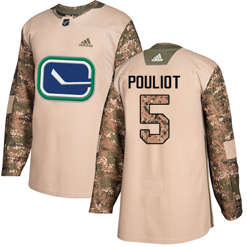 Youth Adidas Vancouver Canucks #5 Derrick Pouliot Authentic Camo Veterans Day Practice NHL Jersey