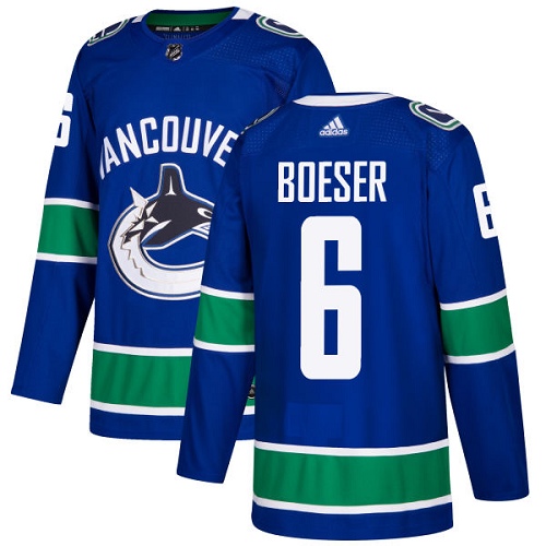 Men's Adidas Vancouver Canucks #6 Brock Boeser Premier Blue Home NHL Jersey
