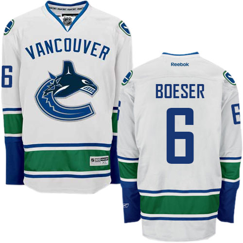 Men's Reebok Vancouver Canucks #6 Brock Boeser Authentic White Away NHL Jersey