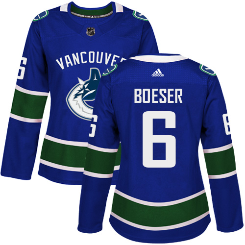 Women's Adidas Vancouver Canucks #6 Brock Boeser Premier Blue Home NHL Jersey