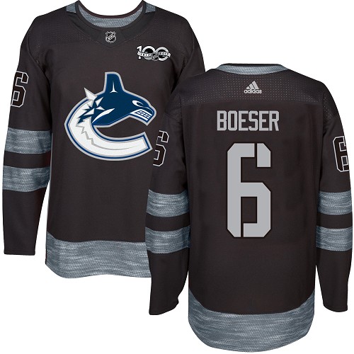 Men's Adidas Vancouver Canucks #6 Brock Boeser Authentic Black 1917-2017 100th Anniversary NHL Jersey