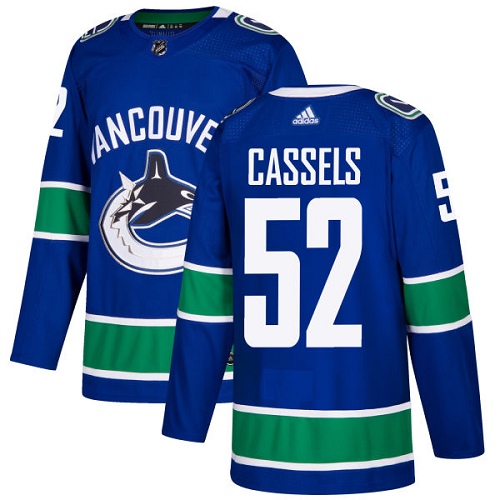 Youth Adidas Vancouver Canucks #52 Cole Cassels Premier Blue Home NHL Jersey