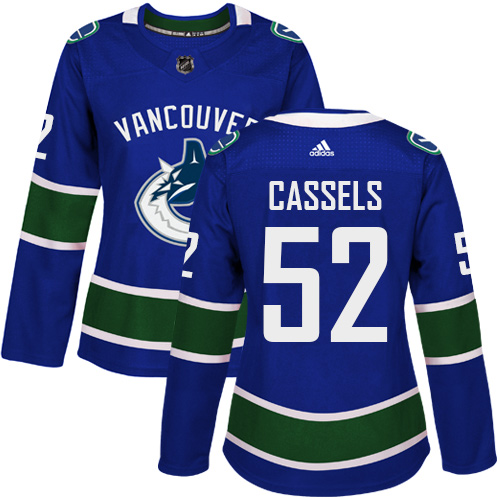 Women's Adidas Vancouver Canucks #52 Cole Cassels Authentic Blue Home NHL Jersey