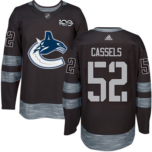 Men's Adidas Vancouver Canucks #52 Cole Cassels Authentic Black 1917-2017 100th Anniversary NHL Jersey