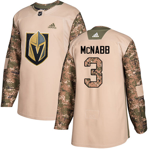 Youth Adidas Vegas Golden Knights #3 Brayden McNabb Authentic Camo Veterans Day Practice NHL Jersey