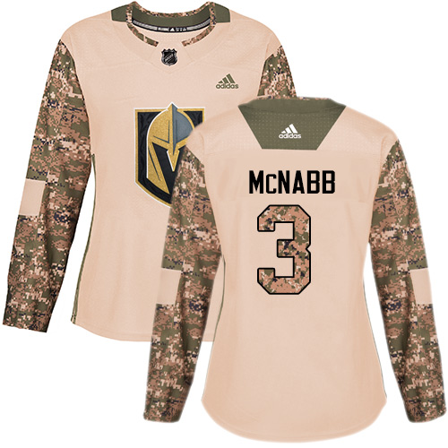 Women's Adidas Vegas Golden Knights #3 Brayden McNabb Authentic Camo Veterans Day Practice NHL Jersey