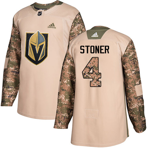 Youth Adidas Vegas Golden Knights #4 Clayton Stoner Authentic Camo Veterans Day Practice NHL Jersey