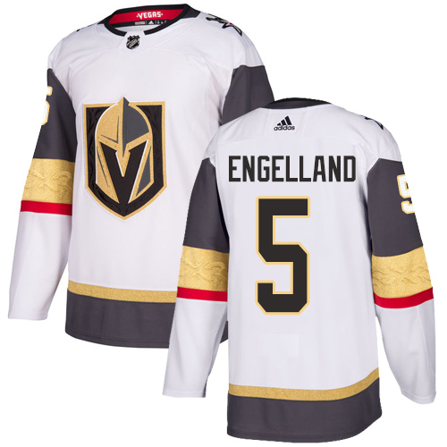 Men's Adidas Vegas Golden Knights #5 Deryk Engelland Authentic White Away NHL Jersey