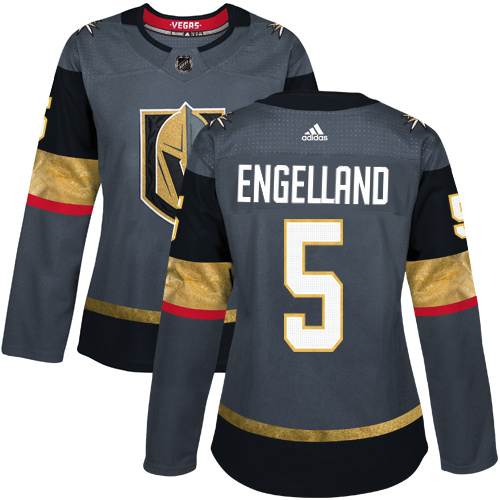 Women's Adidas Vegas Golden Knights #5 Deryk Engelland Premier Gray Home NHL Jersey