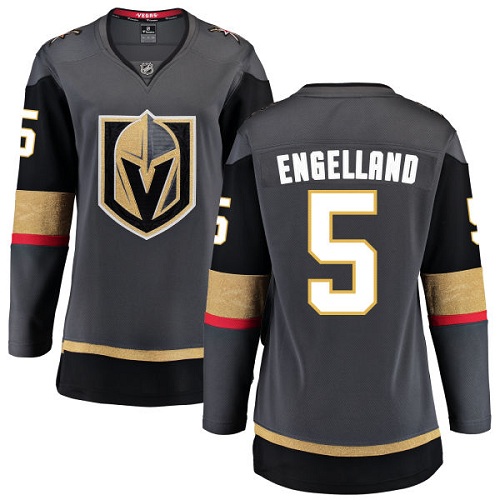Women's Vegas Golden Knights #5 Deryk Engelland Authentic Black Home Fanatics Branded Breakaway NHL Jersey