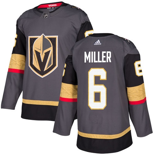 Men's Adidas Vegas Golden Knights #6 Colin Miller Premier Gray Home NHL Jersey