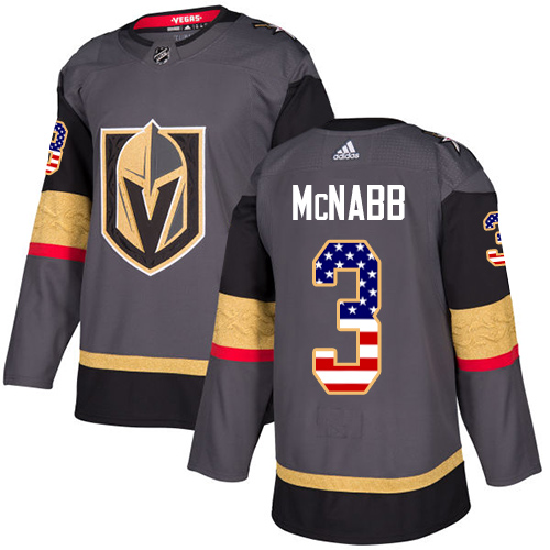 Men's Adidas Vegas Golden Knights #3 Brayden McNabb Authentic Gray USA Flag Fashion NHL Jersey