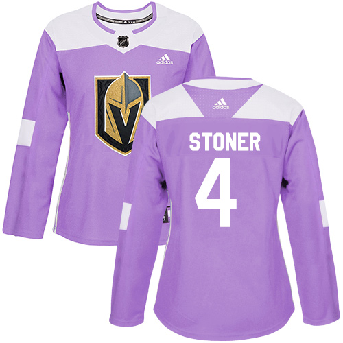 Women's Adidas Vegas Golden Knights #4 Clayton Stoner Authentic Purple Fights Cancer Practice NHL Jersey