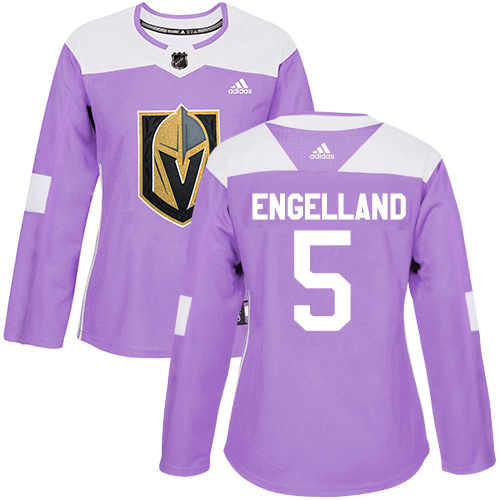 Women's Adidas Vegas Golden Knights #5 Deryk Engelland Authentic Purple Fights Cancer Practice NHL Jersey