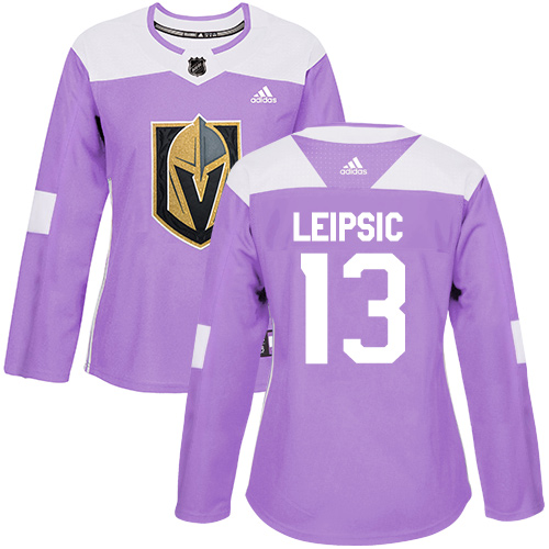 Women's Adidas Vegas Golden Knights #13 Brendan Leipsic Authentic Purple Fights Cancer Practice NHL Jersey