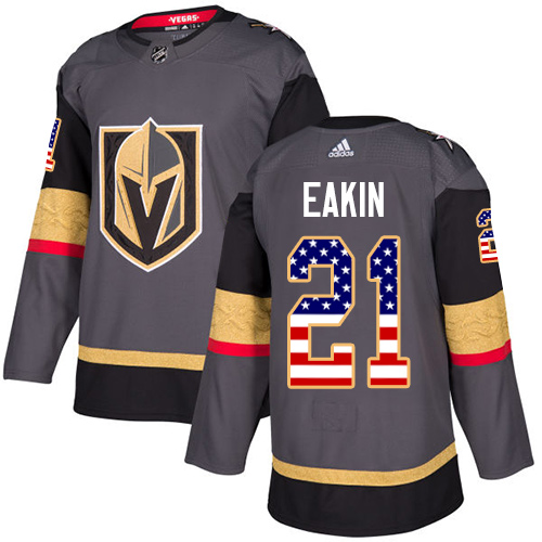 Youth Adidas Vegas Golden Knights #21 Cody Eakin Authentic Gray USA Flag Fashion NHL Jersey