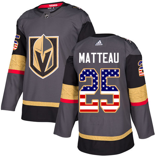Men's Adidas Vegas Golden Knights #25 Stefan Matteau Authentic Gray USA Flag Fashion NHL Jersey