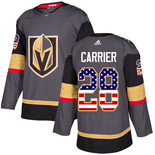 Youth Adidas Vegas Golden Knights #28 William Carrier Authentic Gray USA Flag Fashion NHL Jersey