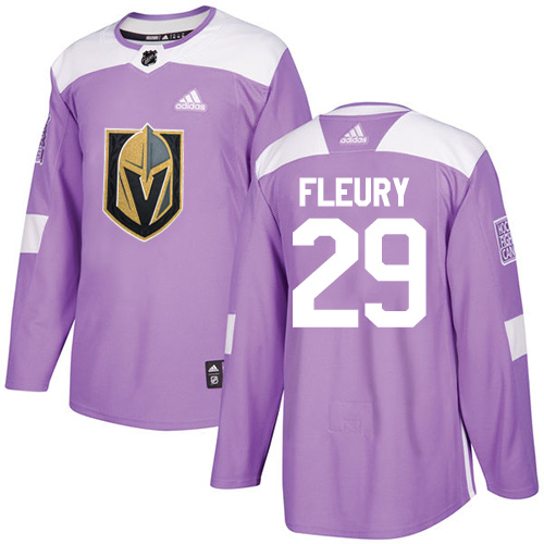 Men's Adidas Vegas Golden Knights #29 Marc-Andre Fleury Authentic Purple Fights Cancer Practice NHL Jersey