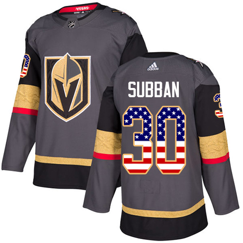 Men's Adidas Vegas Golden Knights #30 Malcolm Subban Authentic Gray USA Flag Fashion NHL Jersey