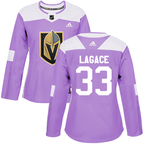 Women's Adidas Vegas Golden Knights #33 Maxime Lagace Authentic Purple Fights Cancer Practice NHL Jersey