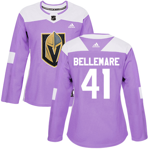 Women's Adidas Vegas Golden Knights #41 Pierre-Edouard Bellemare Authentic Purple Fights Cancer Practice NHL Jersey