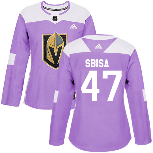 Women's Adidas Vegas Golden Knights #47 Luca Sbisa Authentic Purple Fights Cancer Practice NHL Jersey