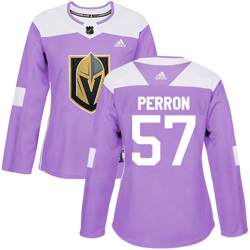 Women's Adidas Vegas Golden Knights #57 David Perron Authentic Purple Fights Cancer Practice NHL Jersey