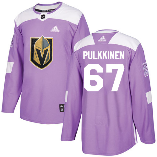 Men's Adidas Vegas Golden Knights #67 Teemu Pulkkinen Authentic Purple Fights Cancer Practice NHL Jersey