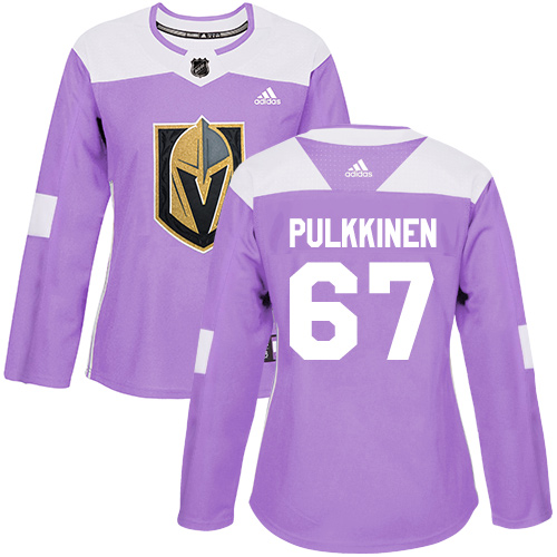 Women's Adidas Vegas Golden Knights #67 Teemu Pulkkinen Authentic Purple Fights Cancer Practice NHL Jersey
