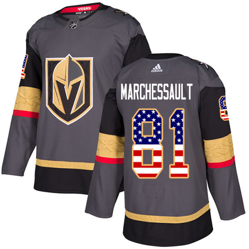 Youth Adidas Vegas Golden Knights #81 Jonathan Marchessault Authentic Gray USA Flag Fashion NHL Jersey