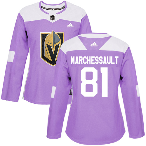Women's Adidas Vegas Golden Knights #81 Jonathan Marchessault Authentic Purple Fights Cancer Practice NHL Jersey