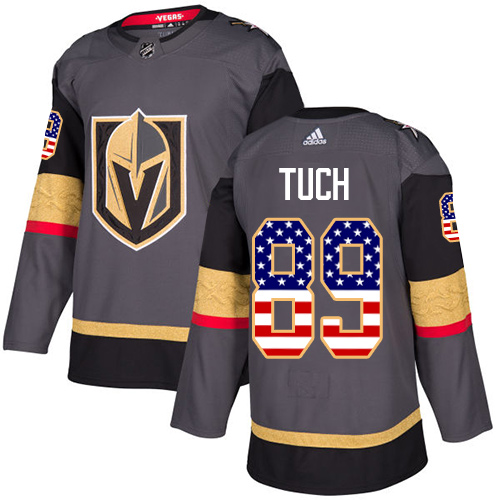 Men's Adidas Vegas Golden Knights #89 Alex Tuch Authentic Gray USA Flag Fashion NHL Jersey