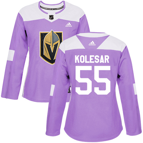 Women's Adidas Vegas Golden Knights #55 Keegan Kolesar Authentic Purple Fights Cancer Practice NHL Jersey