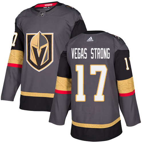 Men's Adidas Vegas Golden Knights #17 Vegas Strong Premier Gray Home NHL Jersey