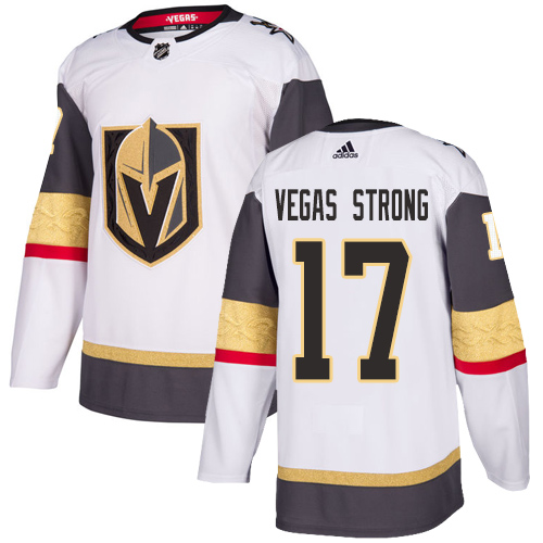 Men's Adidas Vegas Golden Knights #17 Vegas Strong Authentic White Away NHL Jersey