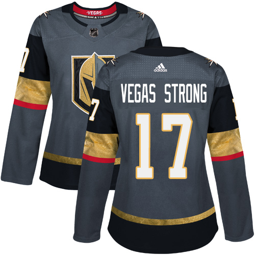 Women's Adidas Vegas Golden Knights #17 Vegas Strong Premier Gray Home NHL Jersey