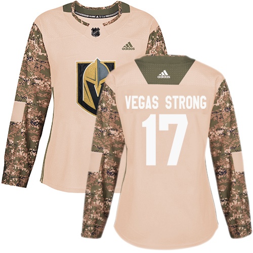 Women's Adidas Vegas Golden Knights #17 Vegas Strong Authentic Camo Veterans Day Practice NHL Jersey